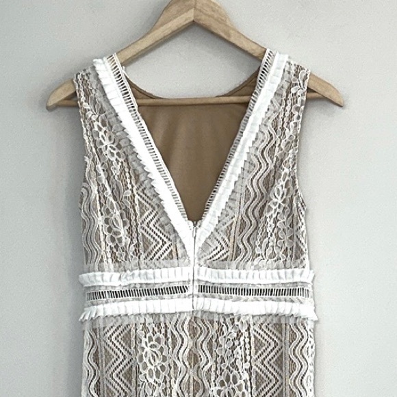 NWT Lulus Garden Soirée White Lace Sleeveless Tiered Midi Dress - Picture 7 of 12